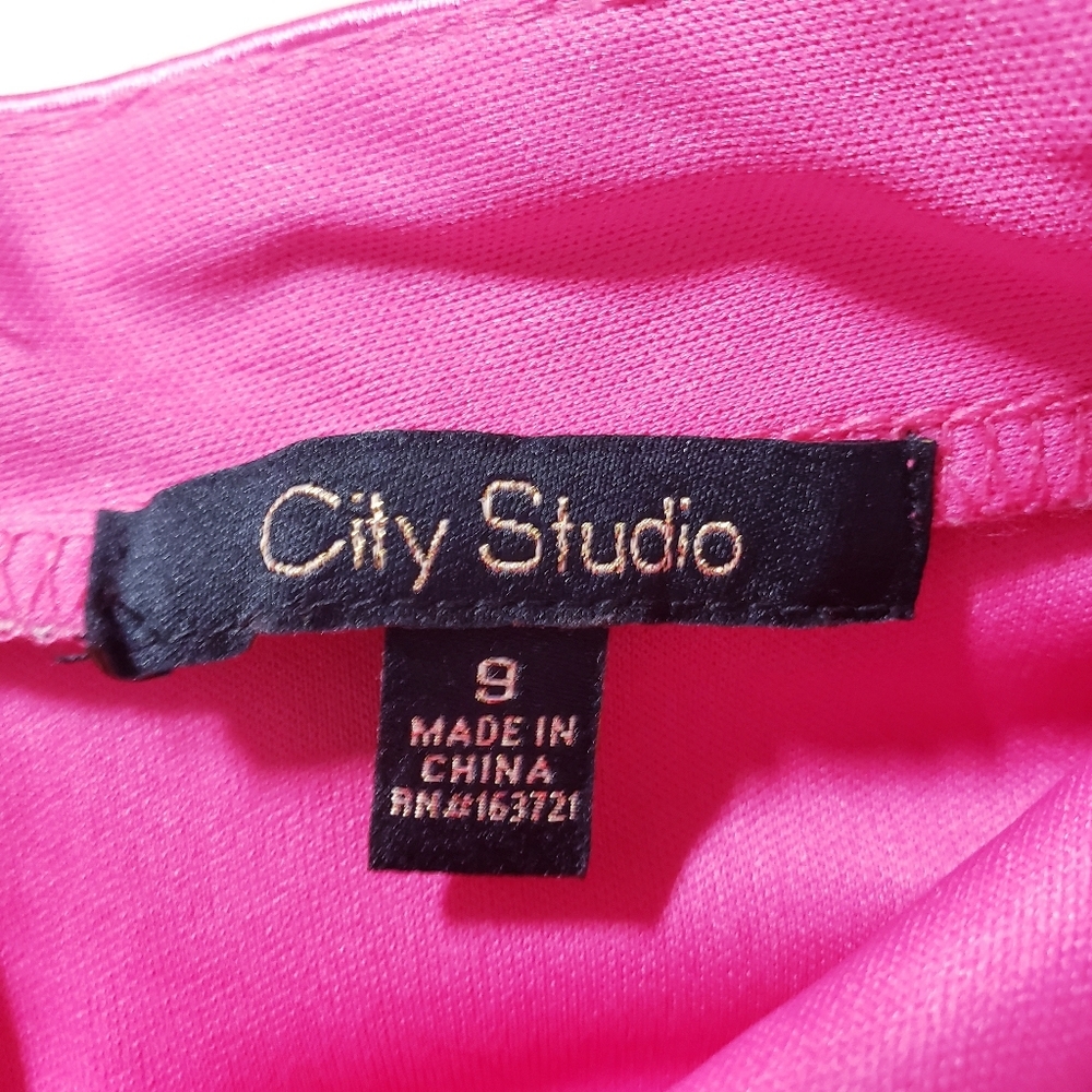 City Studio Junior Size 9 Satin Fit & Flare Homecoming Formal Dress Hot Pink - Picture 10 of 12